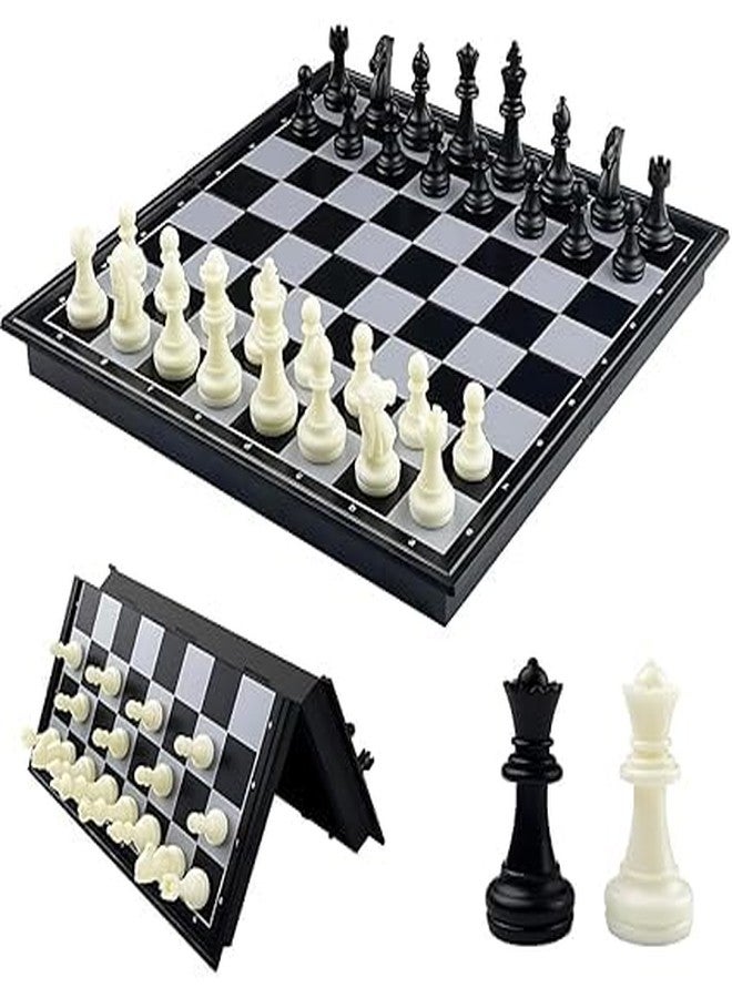 VIHANCO Magnetic Chess Set, 24 cm Foldable Board Game with Storage Case, 32 Pieces, Black and White - Image 1